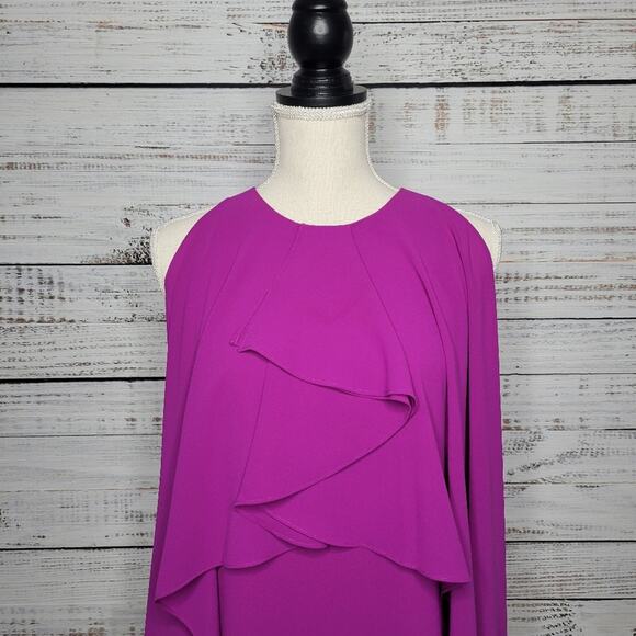 Badgley Mishka Belle Sleeveless Sheath Dress Tiered Top Purple | Size 2 - Picture 5 of 11